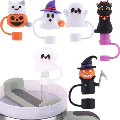 5/10pc Halloween Silicone Straw Hat for Stanley 30&40 Oz Silicone Straw Cover Cute Carnival Party Accessories Silicone Straw Cap