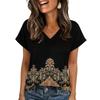 Damen Sommer Oberteile Kurzarm V-Ausschnitt Hemden Lässig Elegant Sommer Blusen Tunika Top
