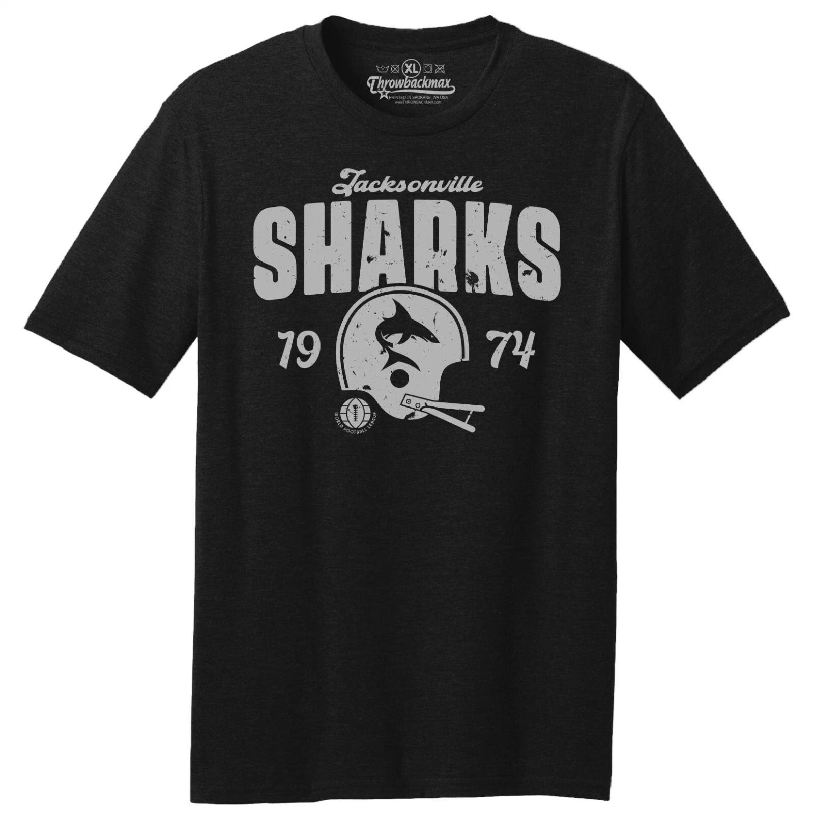 Jacksonville Sharks 1974 WFL Football TRI-BLEND Tee Shirt - Jaguars 4XL