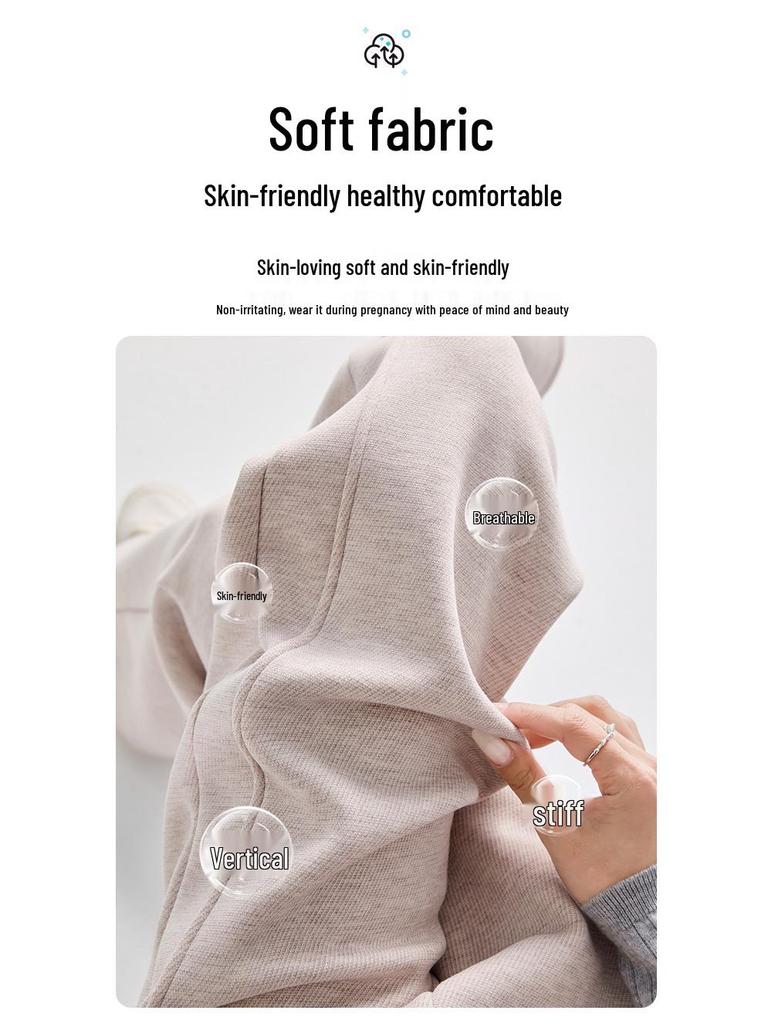 Trendy Maternity Drawstring Gray Pants: Wide-Leg and Narrow Straight-Leg Options for Spring and Autumn