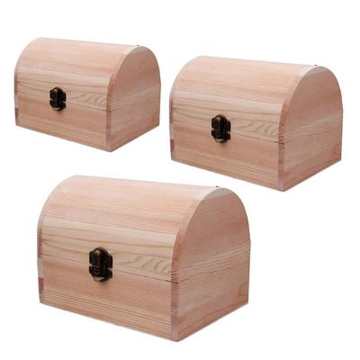 Plain Wooden Box Wooden Arched Hinged Storage Craft