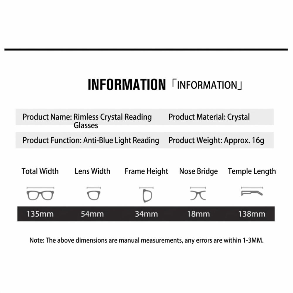 PC Smart Zoom Reading Glasses Frameless Design Eyestrain Relief Anti Blue Light Glasses Lightweight Comfortable Fit
