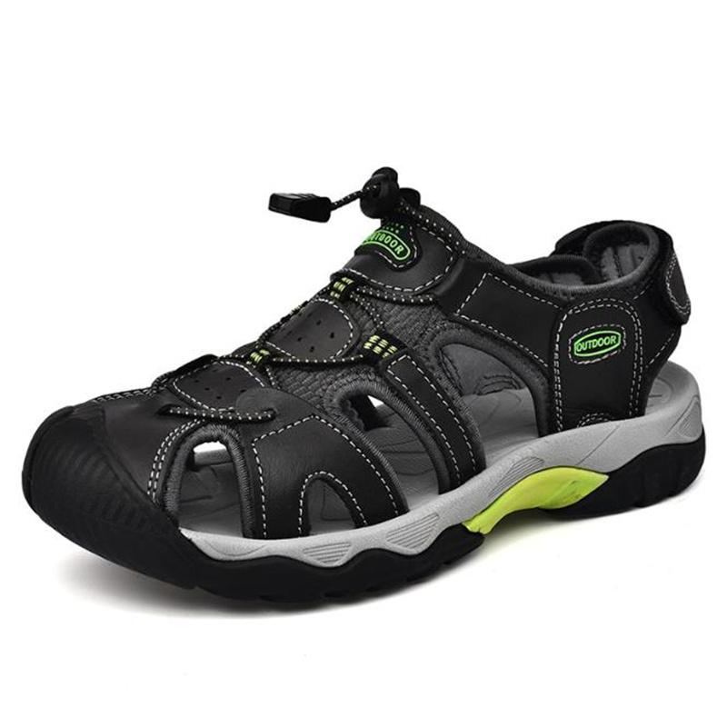 Summer Men Sandals Genuine Leather Mens Casual Shoes Breathable Outdoor Sandals for Men Beach Shoes Slippers Fashion Roman Shoes