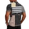 Men's Casual Loose Fit Short Sleeve Polo Shirt with Mixed Pattern Design Flag Stripes and Dots Print Lightweight Comfortable Top