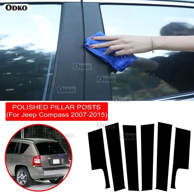 Fit For Jeep Compass 2007-2012 2013 2014 2015 Gloss Paino Black Pillar Posts Door Side Window Decor Column B C Sticker Cover