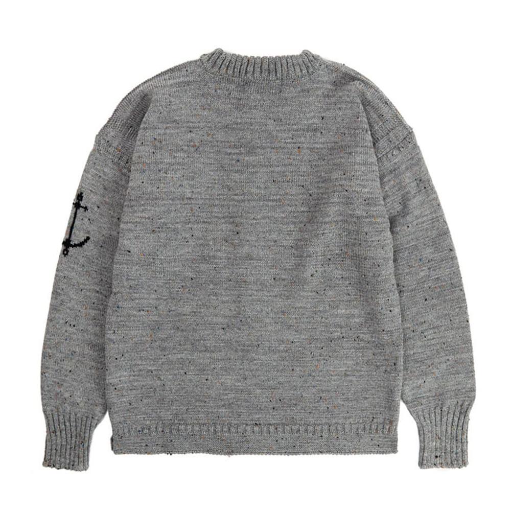 Guernsey Woollens Fisherman Wholegarment Cardigan - Dark Grey Nep