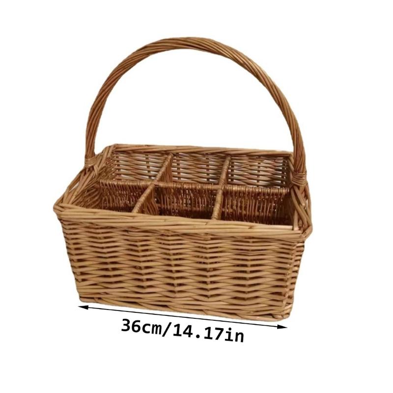 Wicker Picnics Basket Light weight Fashion Basket Travel Camping Basket for Dining and Wine Storage