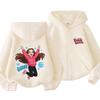 Cartoon Print Hoodie for Girls, Spring/Autumn Casual Breathable Hooded Cardigan Top Outerwear