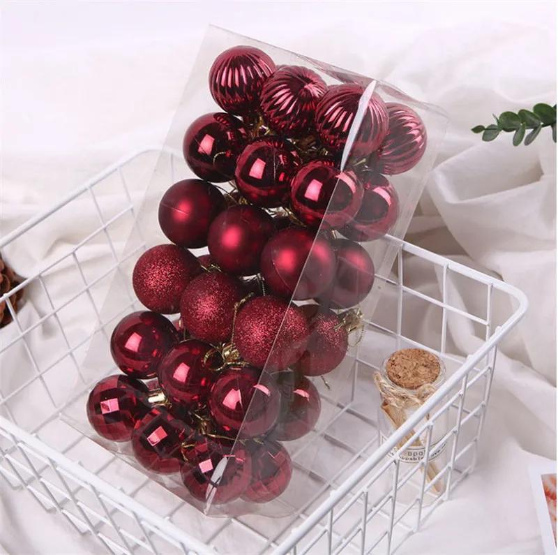 4CM Weihnachtskugel-Geschenkbox Set Erhältlich Leichtgewichtige Feiertags-Weihnachtsbaum-Schmuckdekorationen Weihnachtsdekorationen 36 Stück/Karton