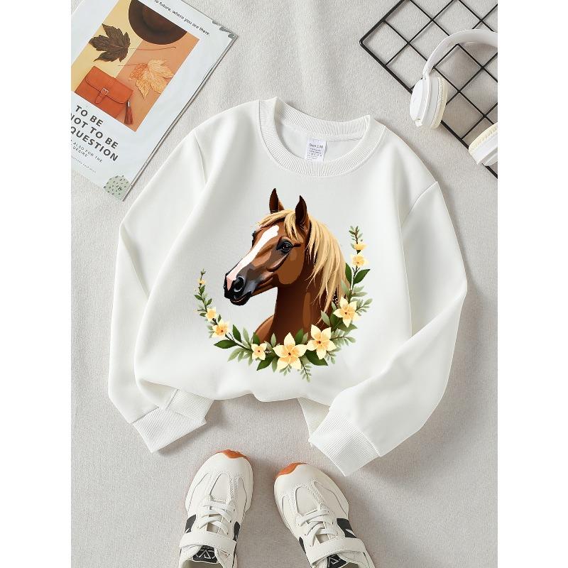 Kinder Sweatshirt, Rundhals Sweatshirt, Lässiger bedruckter Rundhals Pullover, Herbst und Winter, Bequemes warmes modisches bedrucktes Oberteil
