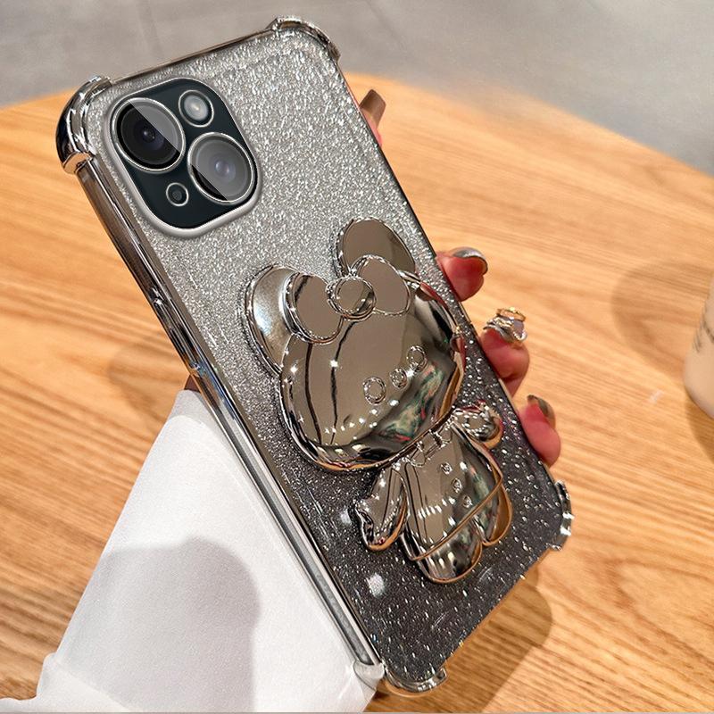 

Подходит для чехла для мобильного телефона iPhone16 Кронштейн-зеркало в виде кролика 1314 Гальванизированная подушка безопасности Противоударный Apple 15 Promax iPhoneSE 2020