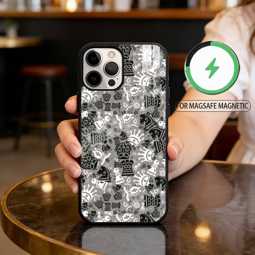 A-Art C-Chess Magnetic For Magsafe Wireless Charging Phone Case For iPhone17,16,15,14,13,12,11 Plus,Pro Max