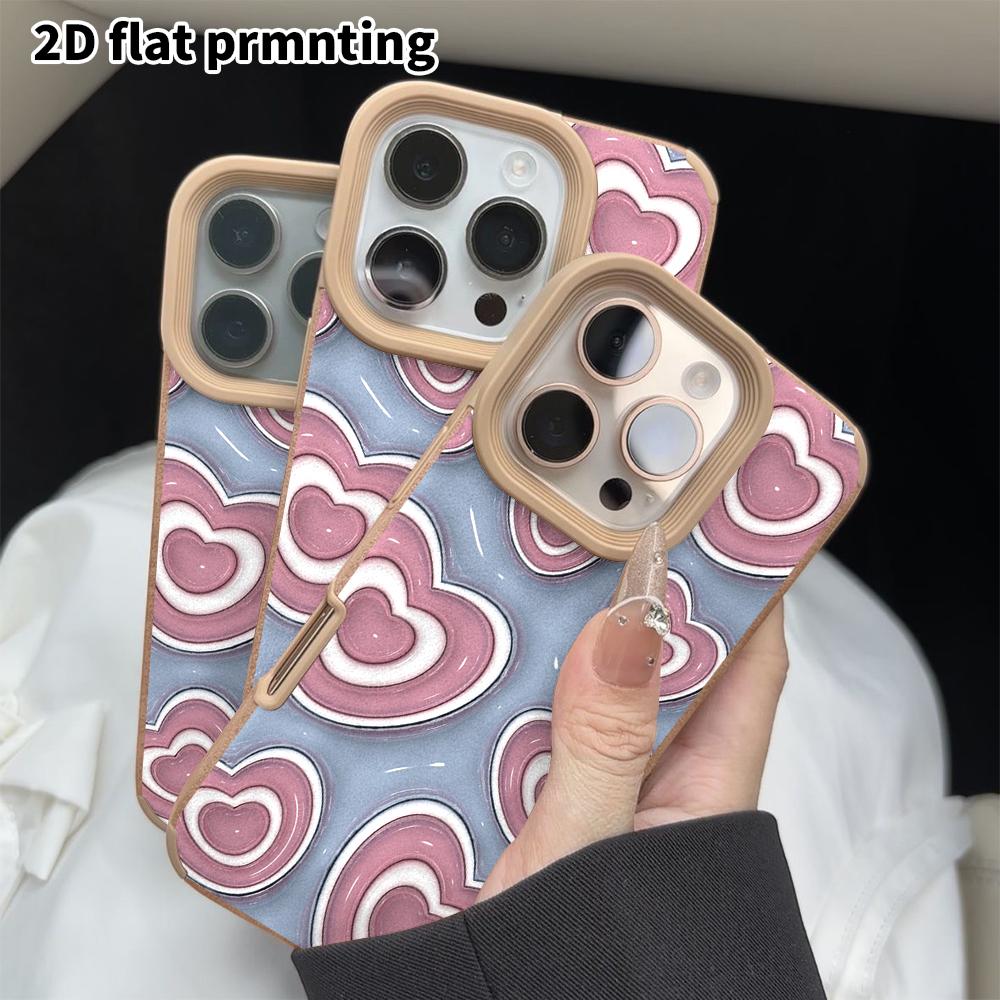 Phone Case: 2D flat lambskin suitable for iPhone 18 17 16 15 14 13 Pro protective case, puffed heart, Christmas and Halloween gifts