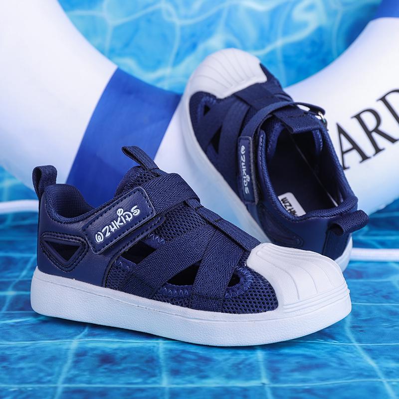 Детская летняя модная однотонная дышащая повседневная обувь на липучках для отдыха — фото 11