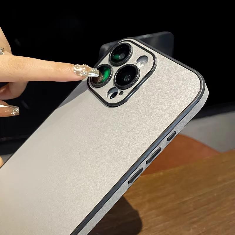 Luxury Matte Cortex Phone Case For iPhone 17 16 15 14 13 12 11 Pro Max Plus Shockproof Lens Protection Bumper Back Cases Cover