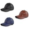 Cl740-1 Black Faux Crocodile Leather Baseball Cap Adjustable Sun Hat Breathable Warm