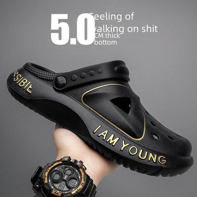 Men's Summer Sandals: Closed-Toe Beach Shoes, Non-Slip, Wear-Resistant, Dual-Purpose for Driving and Outdoor Comfort.