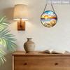 2D Flat Stained Glass Beach Shells Window Decoration Colored Glass Plate, 7.87inches Ocean Theme Hanging Sun Catcher with Chain, Summer Home