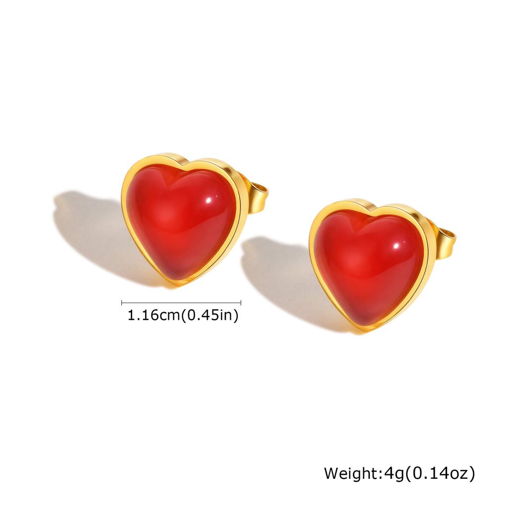 Stainless Steel Heart Earrings for Women, Dainty Gold Plated Small Stud Earrings, Waterproof Romantic Fashion Jewelry Gift