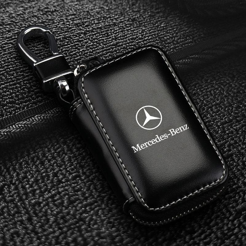 1ks Kožený Znak Pouzdro na Klíče od Auta Klíčenka Zipové Pouzdro Taška Pro Mercedes Benz AMG GLC GLA CLA GL A B C E S Třídy W176 W246 W205 X253 X156 C117