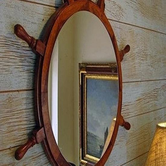 91.44 Cm Nautical Ship Wheel Wall Mirror Wall Hanging Captain Boat Pirate Home Office Decor Gift