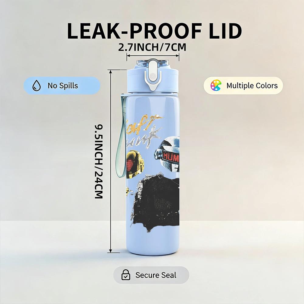 1PC Multi Cartoon Character Colorful Collage Print 750ml Portable Sports Water Bottle Leakproof Gym Outdoor Travel Drink Cup