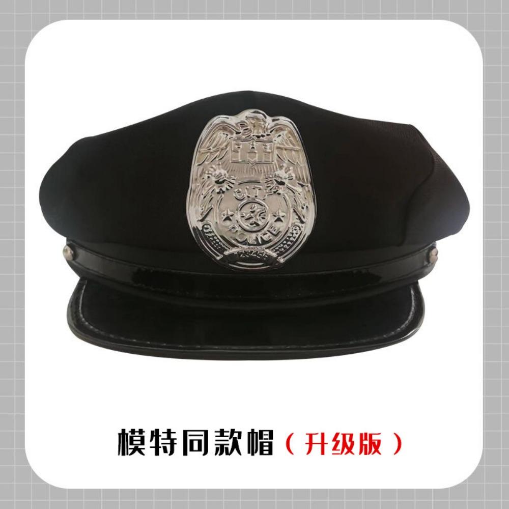 Xianyi Black European and American Police Hat Temptation Octagonal Hat Flat Top Versatile Halloween Cosplay Prop M1