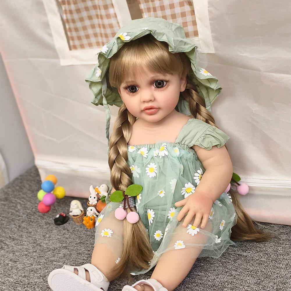 Full Vinyl Rebirth Doll Toy Simulation Baby Girl 55cm Companion Dress Up Dolls Toys Gift For Children Toys