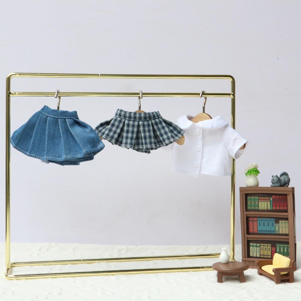10cm Doll Clothes: Gazi Sister Skirt & Shirt Set, Potato Doll Pleated Skirt & Top, Cotton Dress-Up Outfits