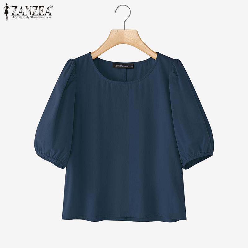ZANZEA Women Summer Round Neck Casual Short Sleeve Cotton T-Shirt