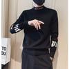 Herbst Winter Herren Korean Fashion Brief Stickerei Basic Strickpullover Männliche Hälfte Stehkragen Langarm Slim Pullover Tops