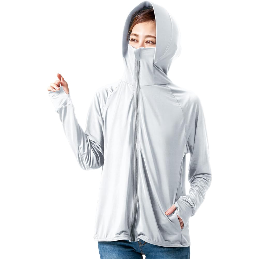 Alphax Rash Guard UV Protection Cooling Touch UV Protect Hoodie Shine Ice Blue M Size Women's