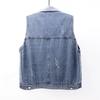 Frühlings- und Herbst Damen Jeansweste Kurz Vielseitig Ärmellos Kapuzenweste Camisole Top