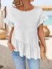 2025 Summer European & American Style Loose Ruffle Sleeve Women's Casual Solid Top