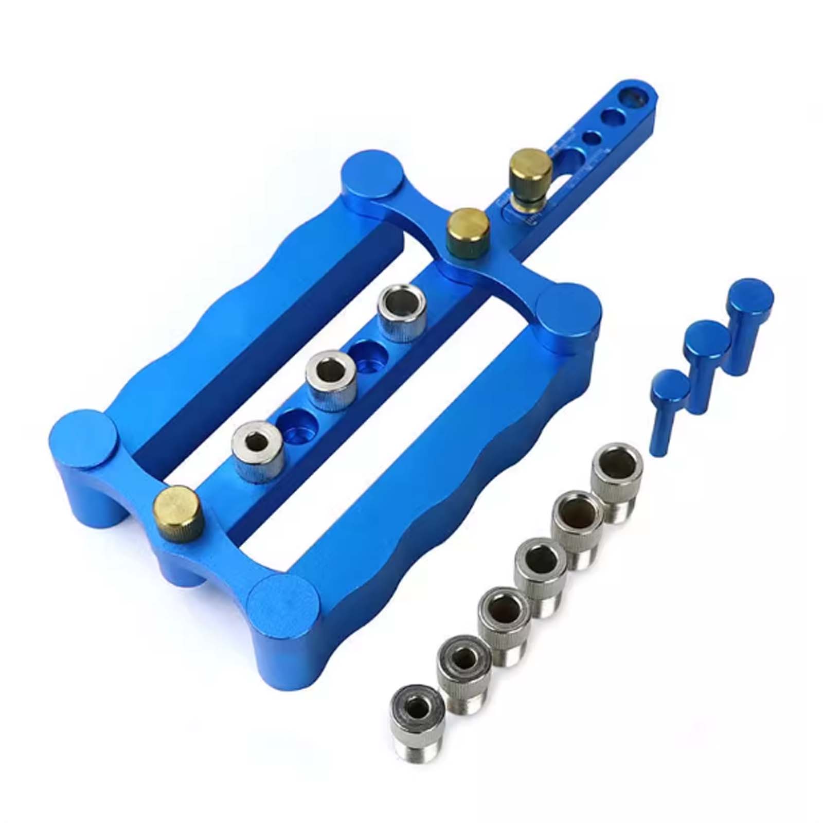 

3-in-1 Vertical Woodworking Hole Opener, Wood Dowel Wood Puzzle Board Side Drilling Locator without Drill Bit синій