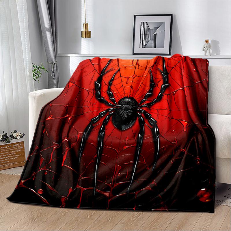 Halloween Spider Web Blanket - Creepy Cozy Throw for Sofa/Bed, Soft Flannel Gift for Horror Fans & Spooky Decor