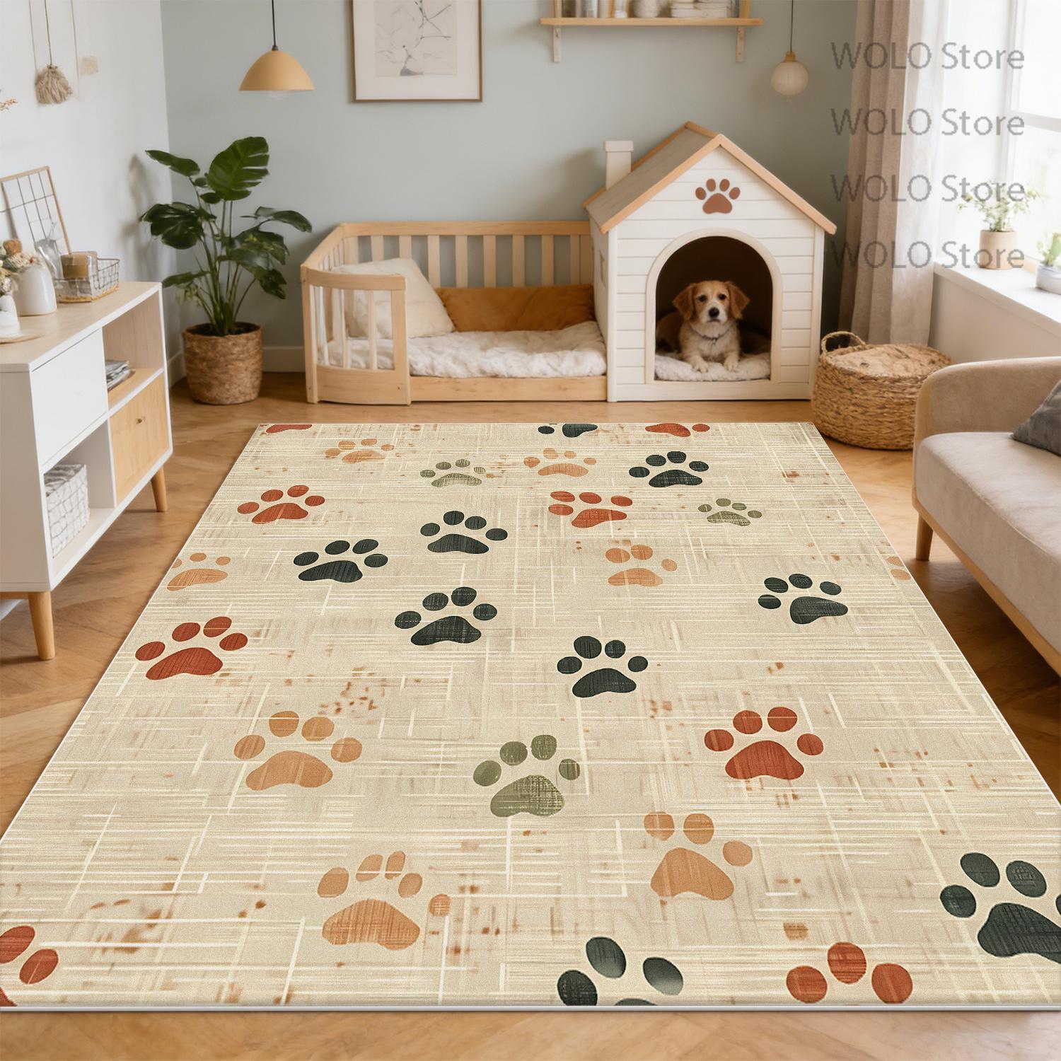 Schattige Pootafdruk Huisdier Tapijten Moderne Woonkamer Decoratie Slaapkamer Huisdier Tapijt Wasbaar Antislip Kort Fluweel Mat Makkelijk Schoon te Maken 60x90cm24x35in