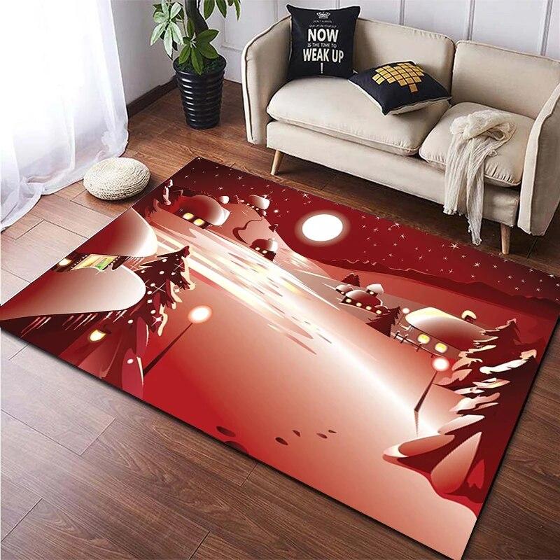 Weihnachten HD-bedruckter großer Teppich, Teppich für Wohnzimmer, Schlafzimmer, Sofa-Dekoration, rutschfeste Fußmatten, Dropshipping Alfombras