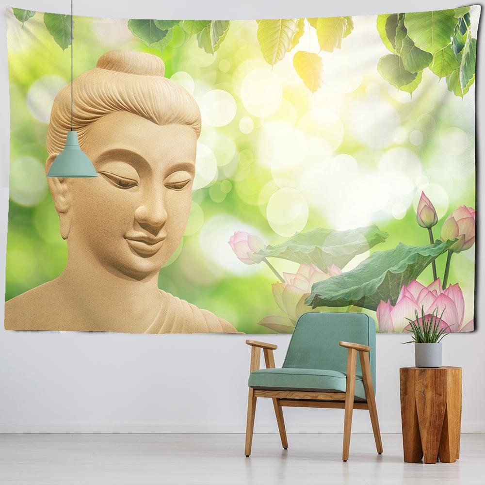 

Гобелен Будды с цветком, настенная подвеска, благовонная свеча, статуя Будды, домашнее художественное украшение, спальня, гостиная, подвесная занавеска 100X75CM