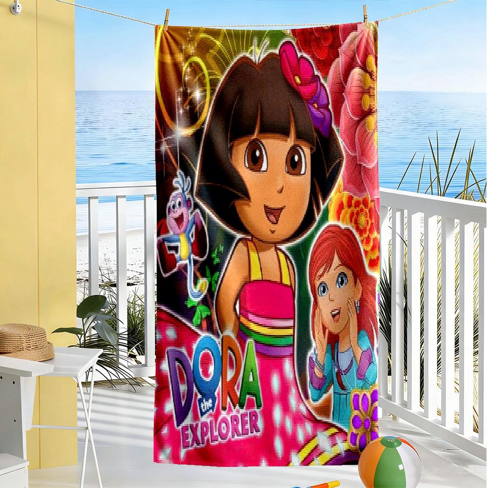 Dora Explorer Beach Towel Super Soft & Absorbent Comfortable Lightweight Perfect for Traveling Yoga Camping and Swimming