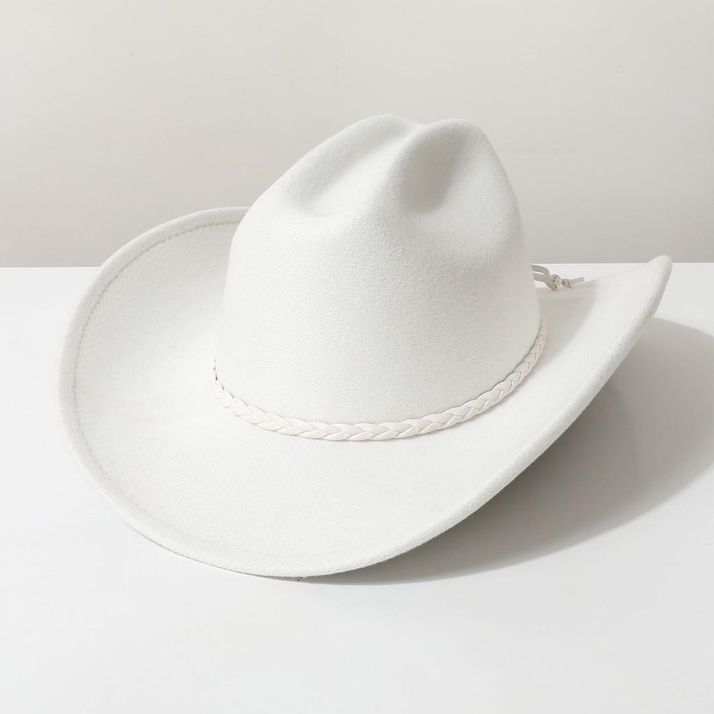 New soft woolen hat for women, spring and autumn travel hat, men's jazz hat, woolen flat-top cowboy hat