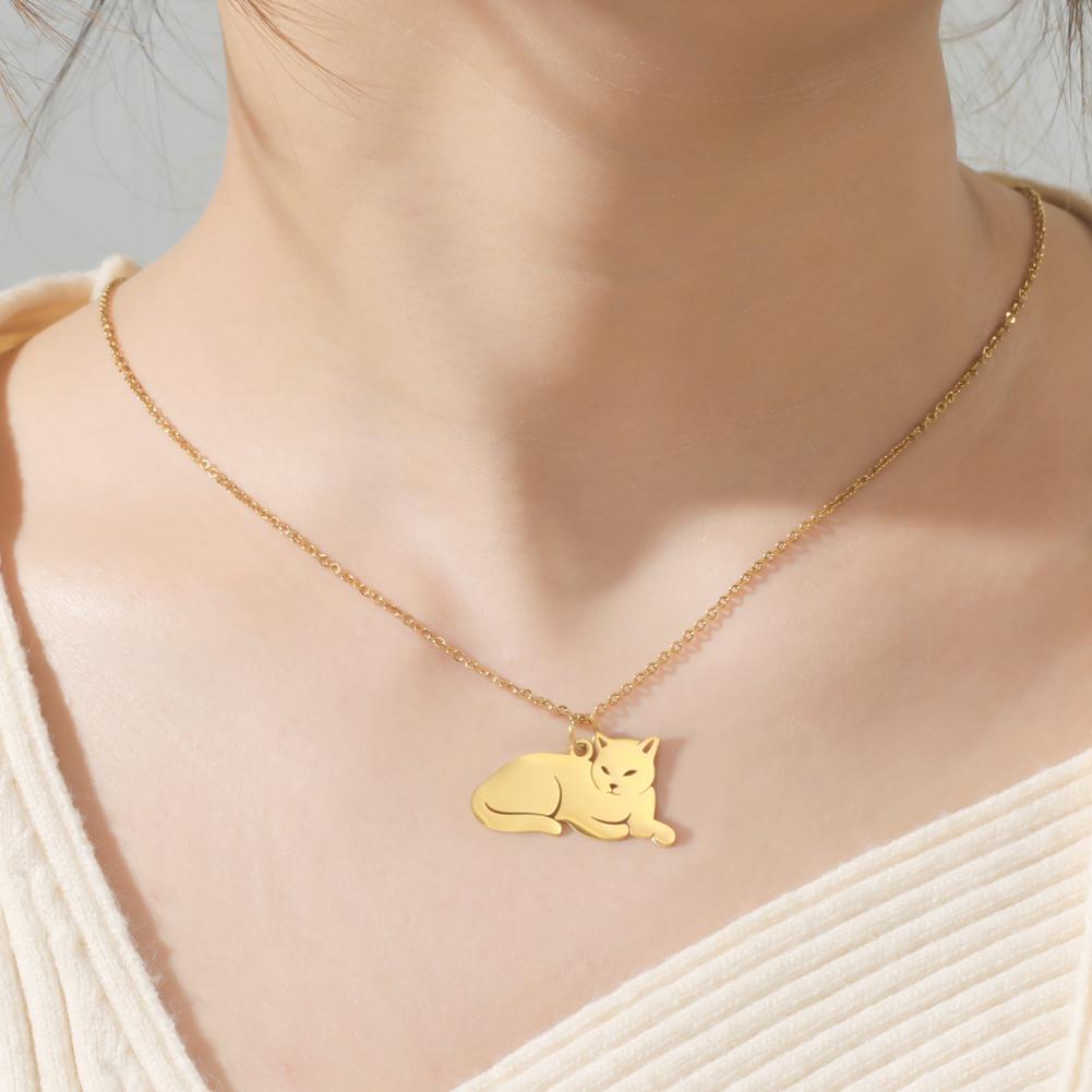 Cazador Cute Animal Cat Pendant Necklace for Women Lovely Paw Choker Neck Chain Stainless Steel Jewelry Birthday Gift 2026