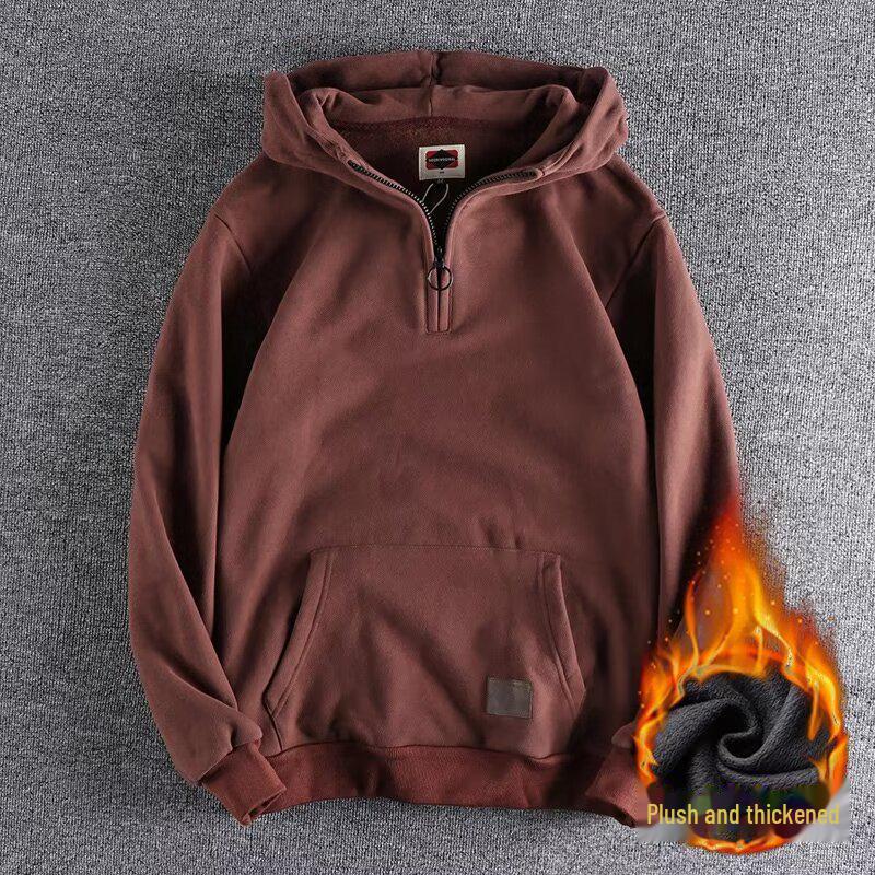 Herren Koreanischer Stil Kapuzensweatshirt - Halboffener Kragen, Trendiges Japanisches Jugend-Oberteil für Frühling & Herbst