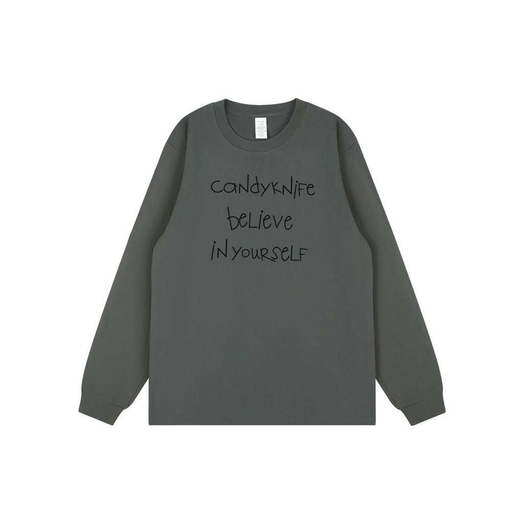 Artistic Hand-Painted Hong Kong Style Long-Sleeve T-Shirt for Couples - Autumn/Winter Trend