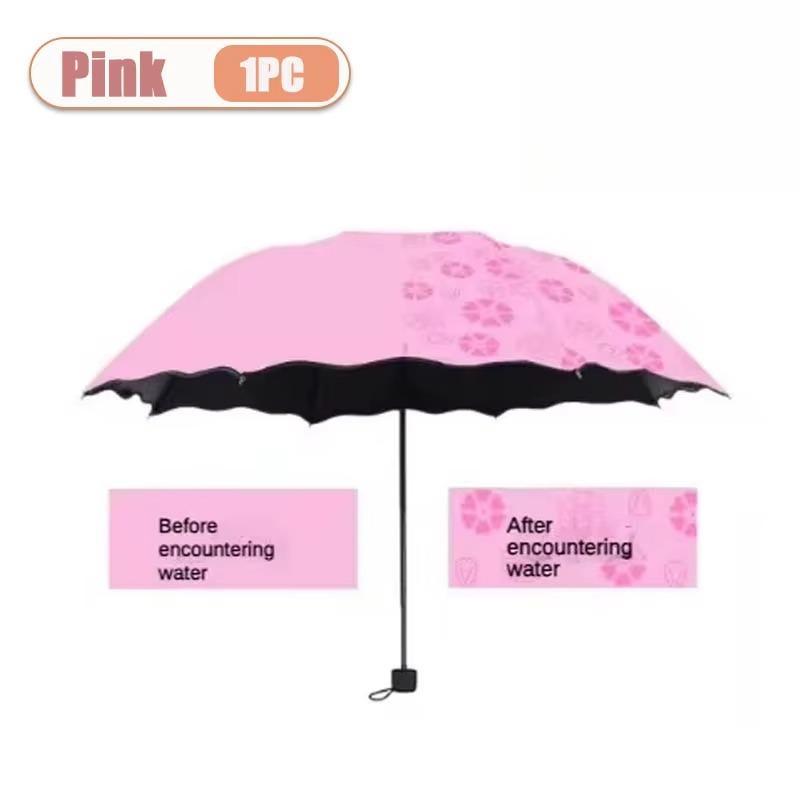1/2PCS Portable Water Flowering Umbrella Manual Open UV Protection Sun Rain Dual Use Parasol Black Coating Creative Design