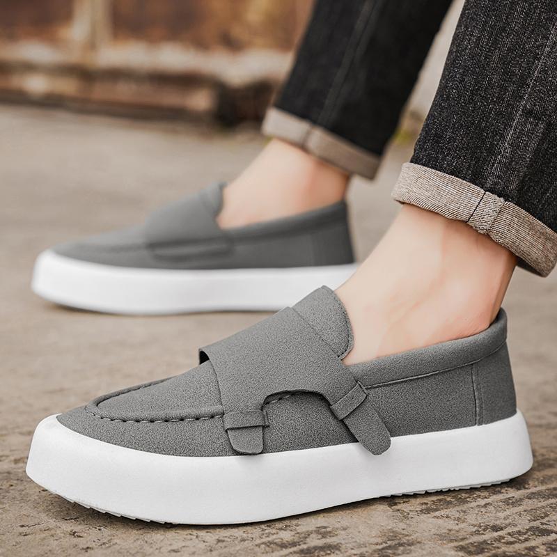 Trend Designer Men's Suede Leather Loafter Platform Leisure Monk Strap Shoes Male Walking Dress Wedding Footwear Zapatos Hombre