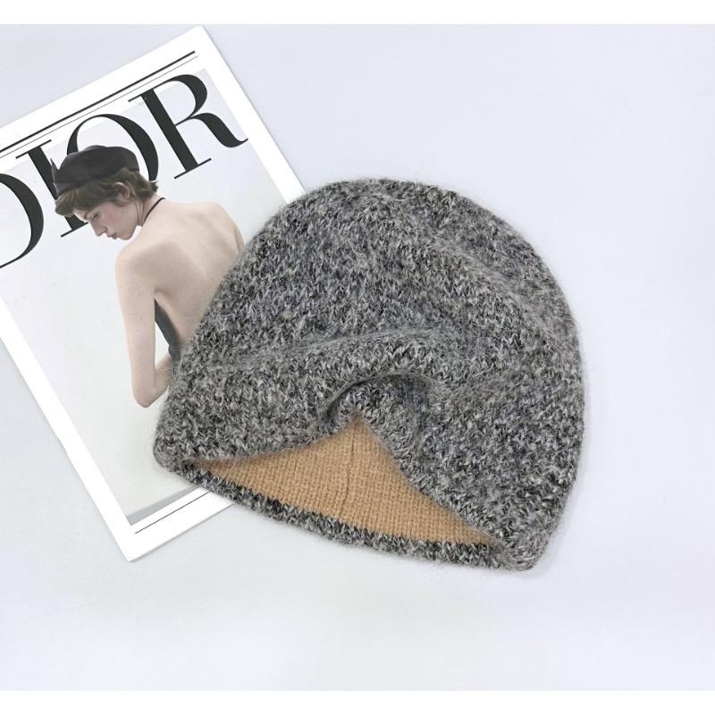 

25 Новая шапка-пуловер из верблюжьей шерсти на раннюю осень, женская сезонная теплая вязаная шапка от холода, шапка из шерстяного ворса с микрозагнутым краем, тренд (55-58Cm) elastic head circumference темно-серого