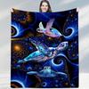 Sea Turtle Digital Printing Throw Blanket - Marine Life Aesthetic Pattern Soft Lightweight Accent for Sofa Bed Travel Office