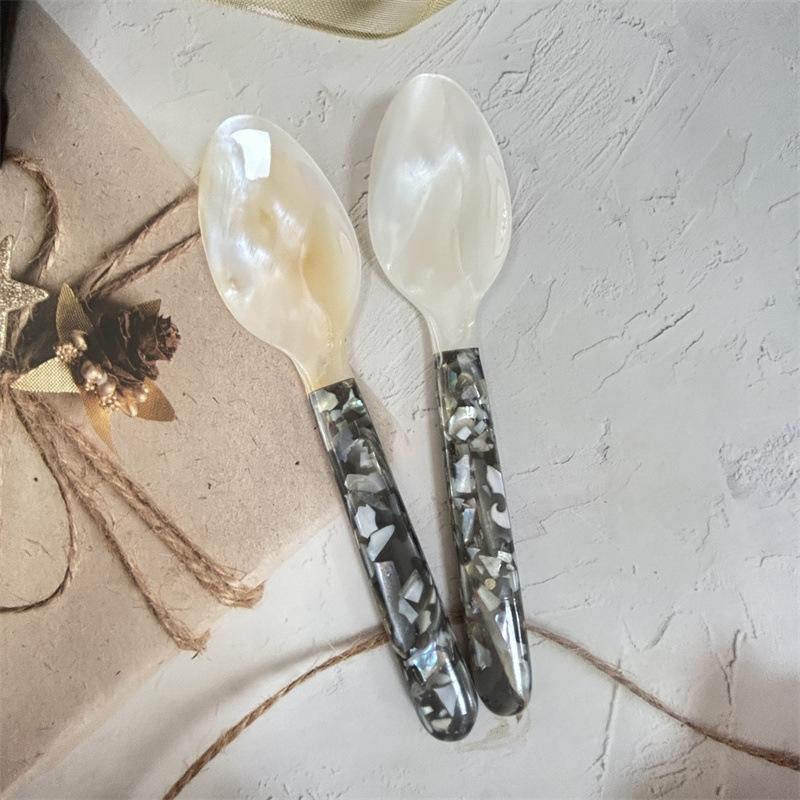 Shell Spoon Crushed Fork Coffee Ice Cream Cake Shell Fork Caviar Small Spoon Household Fruit Fork Kitchen Supplies