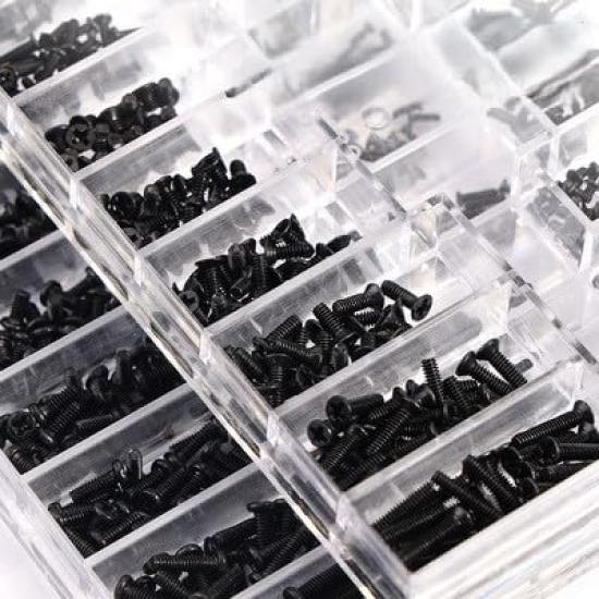 PC Screw Mini for Eyeglass Watch Screw PC Assembly Set, Screwdriver, Repair, Repair, Maintenance, Replacement, (4-box set, Size M2-3, Length 2-10mm)